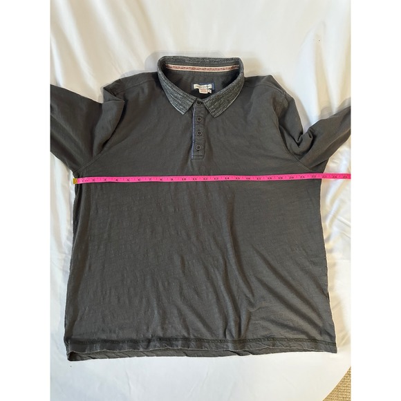Carbon2Cobalt Long Sleeve Polo Shirt Gray Heathered Collar Mens Size L - Picture 3 of 5
